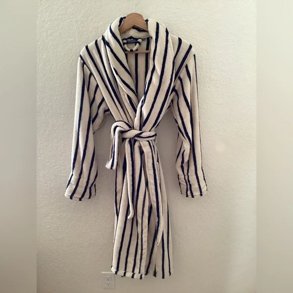 Brooklinen Super-Plush Robe Striped Abyss Unisex - Picture 3 of 5